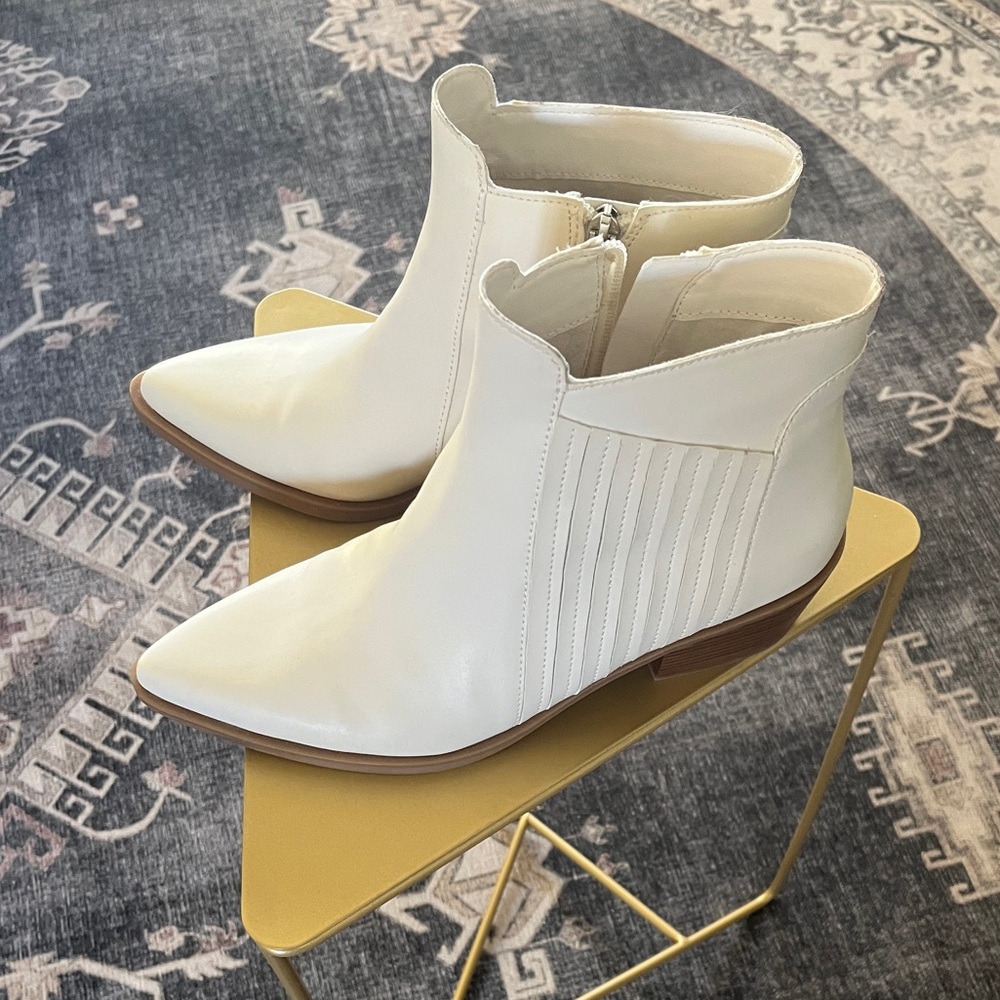 Dolce Vita Salome Cream Ankle Booties with Textured Design